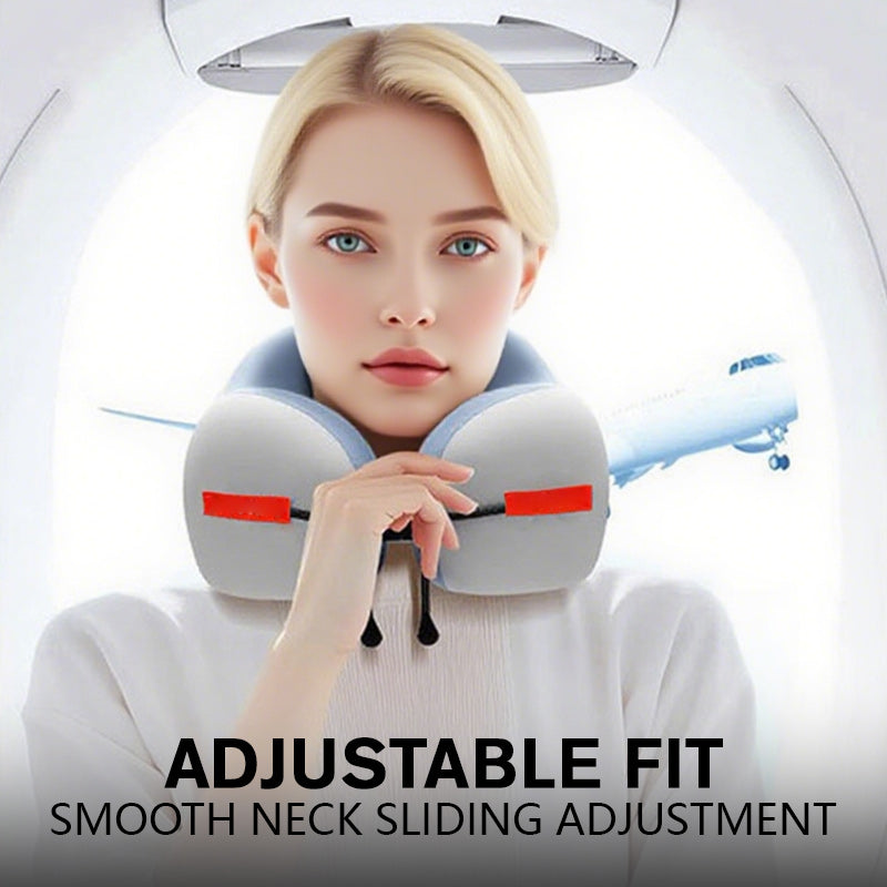 Arenzza memory foam U-shaped travel neck pillow in soft fabric, designed for comfort during trips and travel.