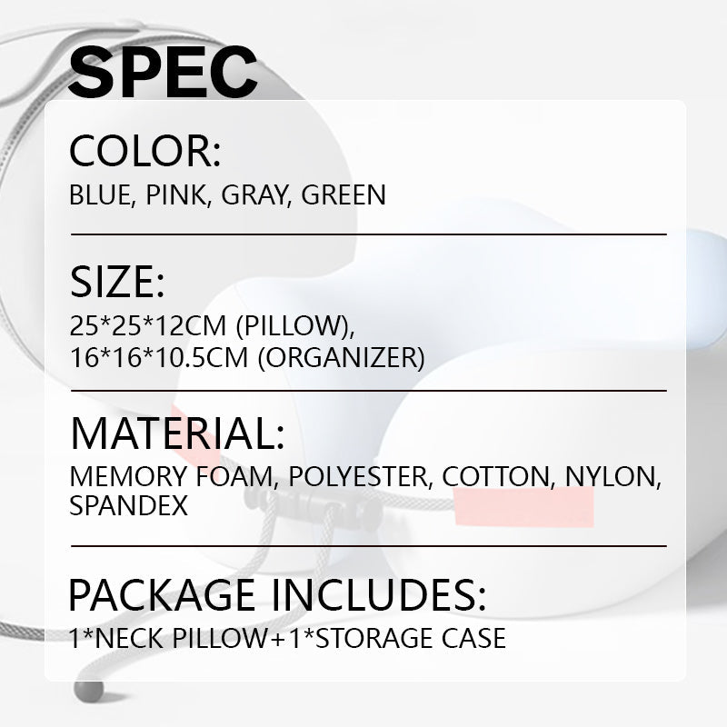 Arenzza memory foam U-shaped travel neck pillow in soft fabric, designed for comfort and support during travel.