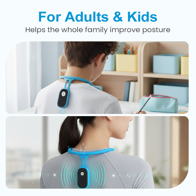 Arenzza Smart Vibrating Posture Corrector worn on a person's shoulders and back, designed to improve posture and reduce strain.