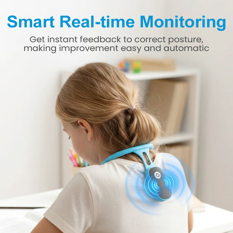 Arenzza Smart Vibrating Posture Corrector worn on a person's back demonstrating adjustable straps and ergonomic design for improved posture.
