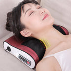 Aarenza multifunctional neck massager in black with adjustable straps, designed for relaxing neck and shoulder muscle relief.