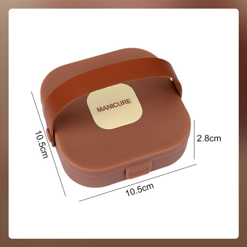 Arenzza portable 7-piece nail clipper manicure set with various grooming tools in a compact case, ideal for on-the-go nail care.