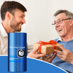 Arenzza 2-in-1 shaving and cleansing cream stick for men, showing the portable stick with product visible in a sleek health and beauty container.