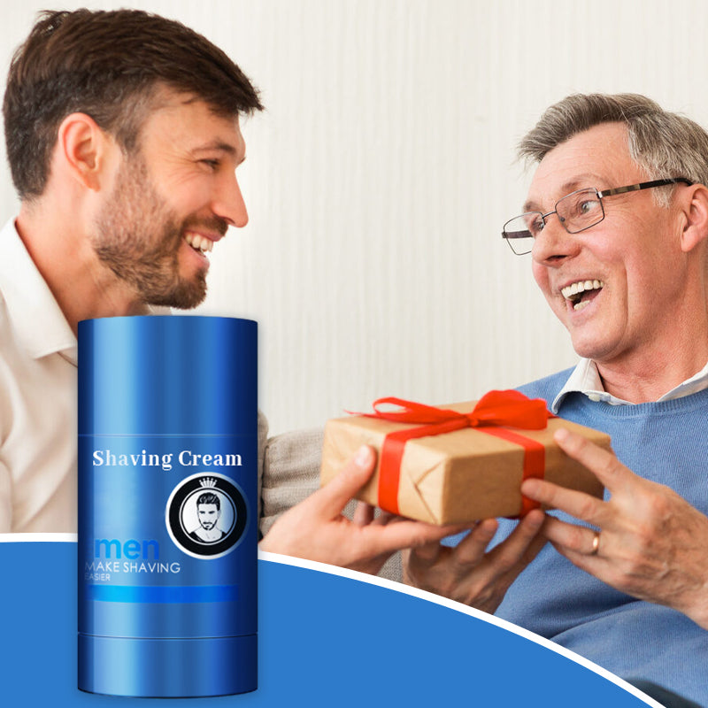 Arenzza 2-in-1 shaving and cleansing cream stick for men, showing the portable stick with product visible in a sleek health and beauty container.