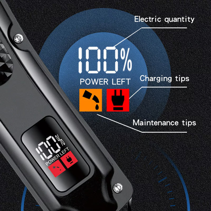 Arenzza electric hair clipper set with self-sharpening blades, quiet brushless motor, and smart display screen.