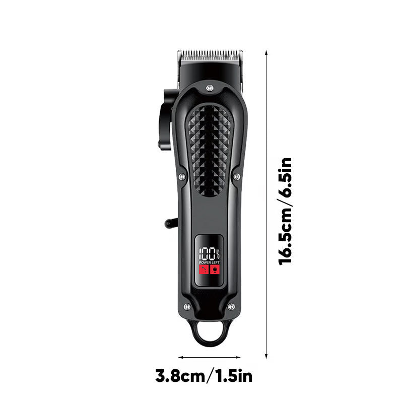 Arenzza electric hair clipper set with self-sharpening blades, quiet brushless motor, and smart display screen for professional grooming.