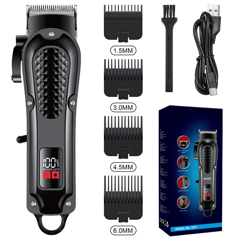 Arenzza electric hair clipper set with self-sharpening blades, quiet motor, and smart display screen for professional grooming.