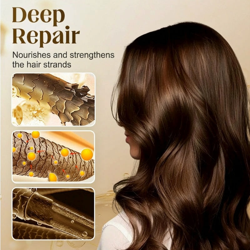 Arenzza nourishing hair oil spray bottle with a pump top, showing the product label and golden liquid inside.