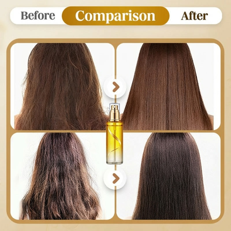 Arenzza intensive nourishing hair oil spray bottle with a sleek design, ideal for healthy, shiny hair in health and beauty care.