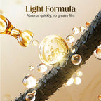Arenzza intensive nourishing hair oil spray in a sleek bottle, shown with a spray nozzle and glossy hair strands.