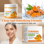 Arenzza Deep Cleansing Turmeric and Citrus Body Scrub in a jar, showcasing the vibrant yellow scrub with citrus slices and turmeric.
