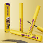 Arenzza fiber lengthening volumizing mascara shown in a black tube with a mascara wand, highlighting its thickening and lengthening effects.