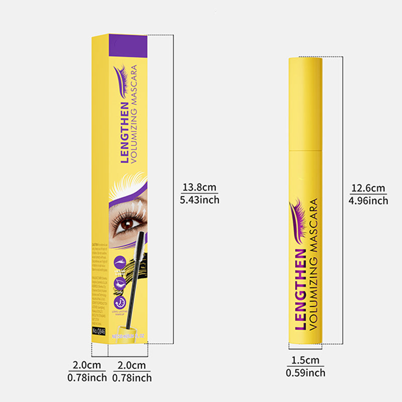 Arenzza Fiber Lengthening Volumizing Mascara tube with a black brush, showcasing the product's sleek packaging and brush applicator.