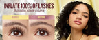 Arenzza fiber lengthening volumizing mascara in a sleek black tube, showcasing a brush applicator with dark mascara formula.