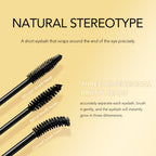 Arenzza fiber lengthening volumizing mascara wand with black mascara on a white background, showcasing its brush and formula.