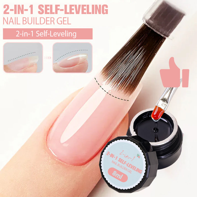 Arenzza 3-in-1 self-leveling nail builder gel in a clear jar for healthy, strong nails, with a smooth, even surface.