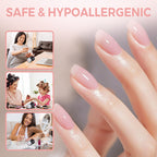 Arenzza 3-in-1 self-leveling nail builder gel for healthy, durable nails, shown in a clear container with a smooth gel texture.