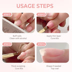 Arenzza 3-in-1 self-leveling nail builder gel in a clear jar, showing smooth, glossy gel suitable for nail extensions and strengthening.