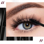 Arenzza volumizing waterproof mascara for curl and length, shown with a close-up of the brush and coated lashes.