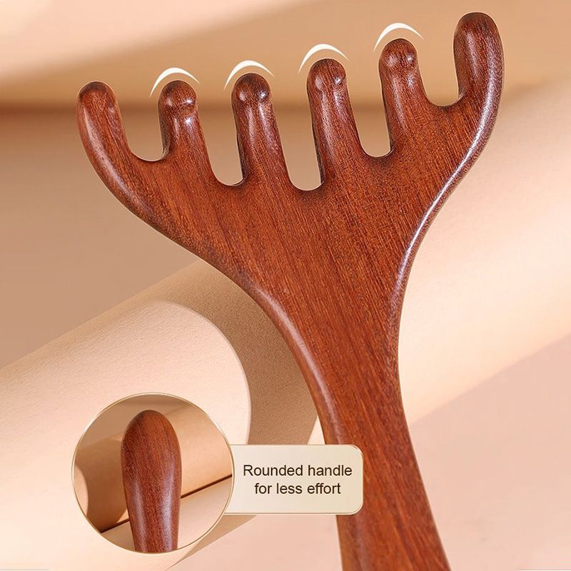 Arenzza Six-claw Meridian Massage Comb with six teeth for scalp massage, shown in a close-up view highlighting its design and texture.