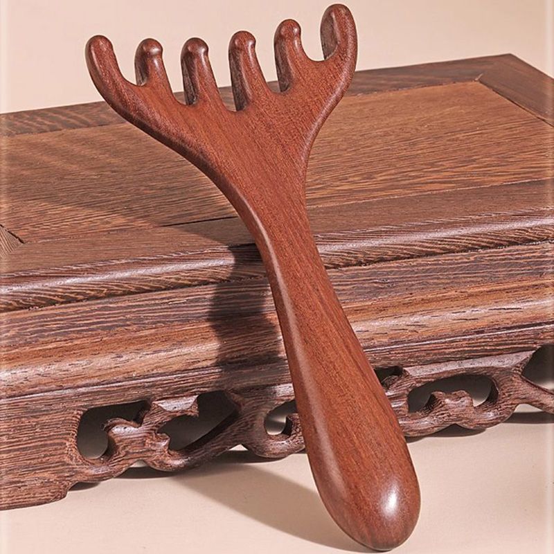 Arenzza six-claw Meridian massage comb in black, designed for scalp relaxation and hair care, shown on a white background.