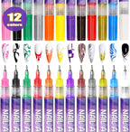 Arenzza 12-color nail art pen set with fine tips for detailed nail designs, displayed on a white background.