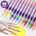 Arenzza 12-color nail art pens set with vibrant ink tips, perfect for detailed nail designs and creative beauty projects.