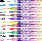 Arenzza 12-color nail art pen set with vibrant ink colors for precise manicure and nail decoration.