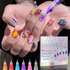 Arenzza 12-color nail art pen set with fine tips, ideal for detailed nail designs and creative beauty nail decoration.