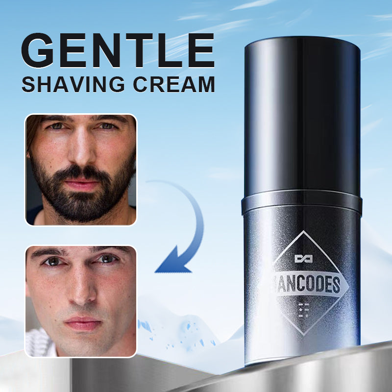 A men's shaving cream by Arenzza with soothing, moisturizing formula and fresh fragrance, shown in a tube ready for use.