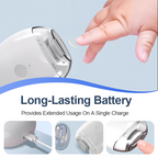 Arenzza universal automatic fingernail grinder for adults and children, featuring a compact design and ergonomic grip in a health and beauty setting.
