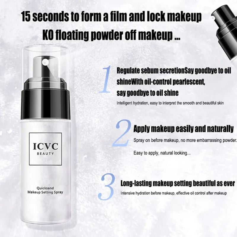 Arenzza mattifying waterproof makeup setting spray bottle, designed to control shine and set makeup for a long-lasting finish.