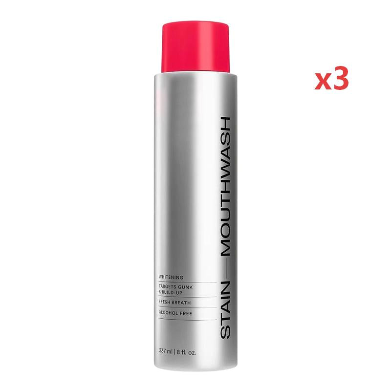 Arenzza stain-removing whitening mouthwash bottle with mint flavor, designed to freshen breath and remove coffee and tea stains.