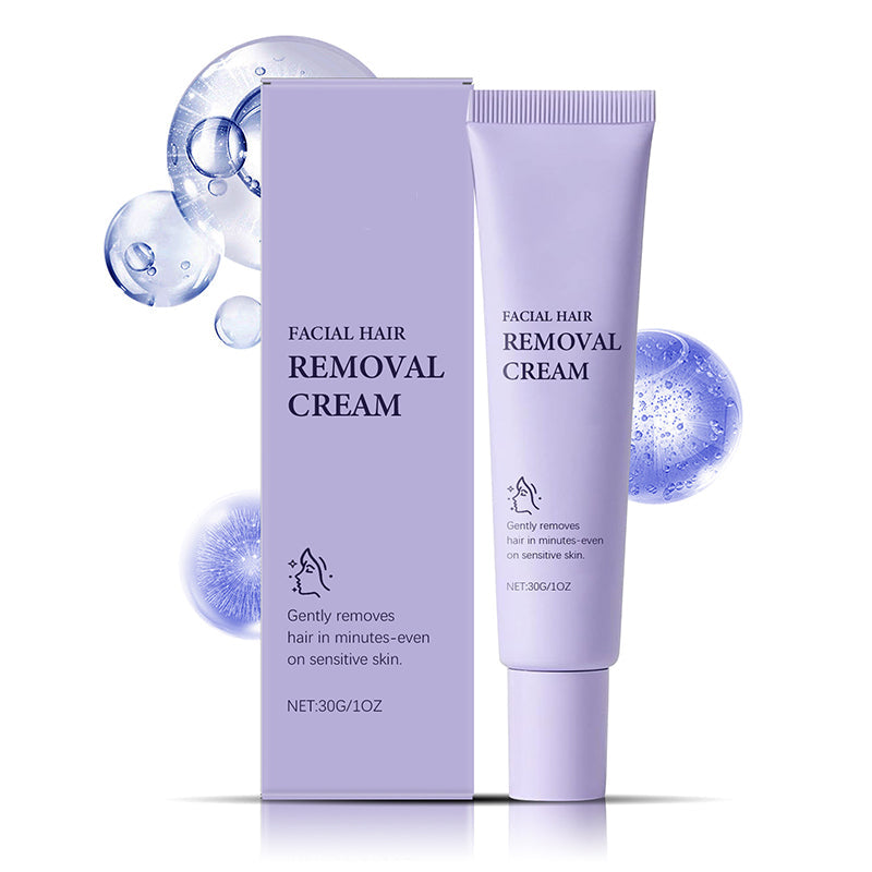Arenzza gentle facial hair removal cream in a white tube with blue and pink accents, designed for painless hair removal.