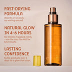 Arenzza hydrating self-tanning mist bottle with spray nozzle, designed for a natural glow and healthy skin in health and beauty.