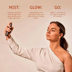 Arenzza hydrating self-tanning mist in a spray bottle, designed for a natural, sun-kissed glow on skin.