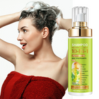 Arenzza 10-in-1 plant-based essence shampoo bottle with natural ingredients, designed for healthy hair and scalp care.