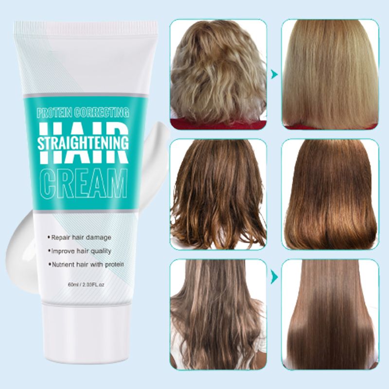 Arenzza Protein Correcting Hair Straightening Cream in a jar, designed to smooth and straighten hair with nourishing ingredients.