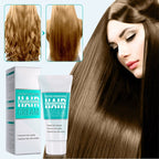Arenzza Protein Correcting Hair Straightening Cream in a jar with a smooth, straightened hair strand beside it, showcasing the product and texture.