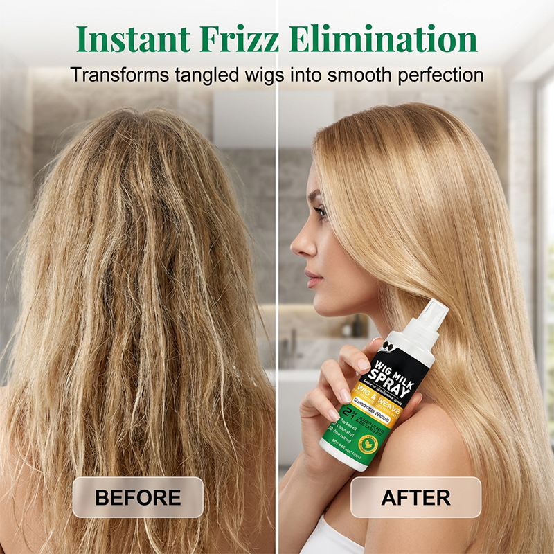 Arenzza revitalizing leave-in wig conditioner spray bottle, designed for healthy, shiny, and manageable wigs and hair.