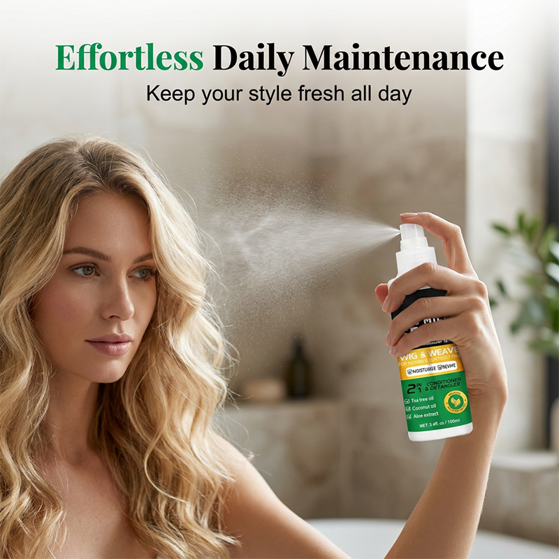 Arenzza Revitalizing Leave-In Wig Conditioner Spray bottle, health and beauty product for nourishing and detangling wigs.