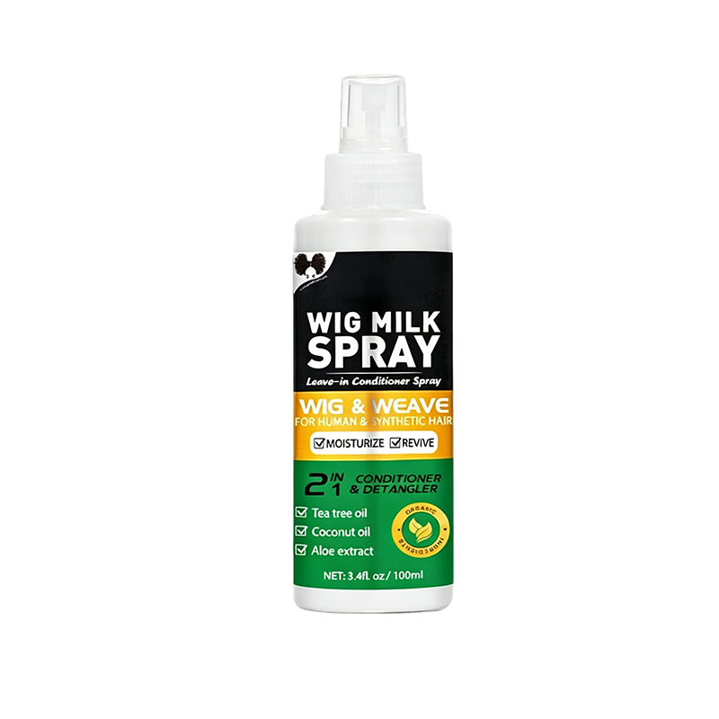 Arenzza revitalizing leave-in wig conditioner spray bottle, designed to nourish and detangle synthetic and natural wigs.