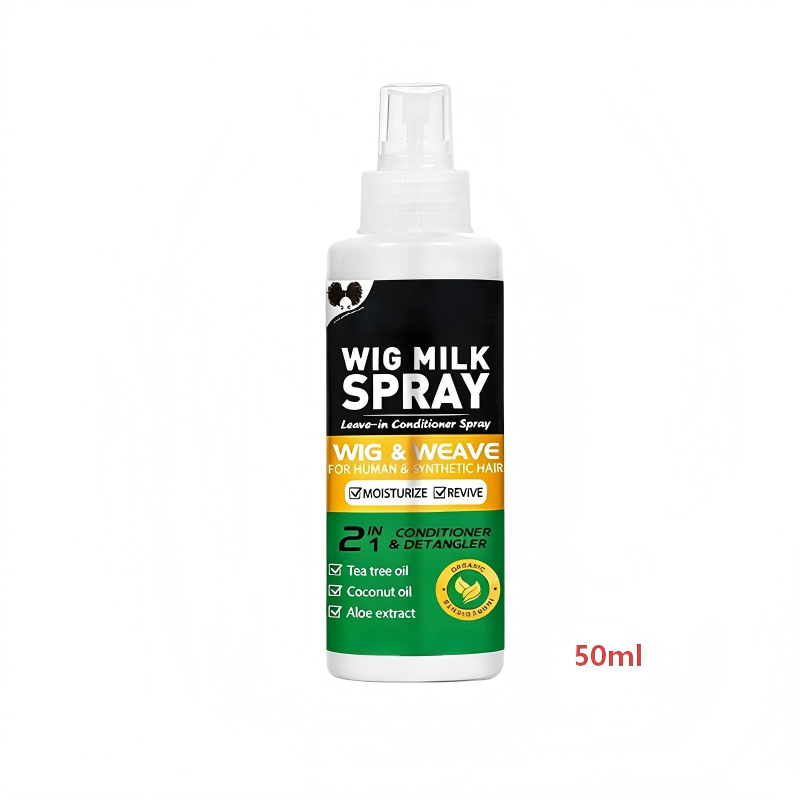 Arenzza Revitalizing Leave-In Wig Conditioner Spray bottle with spray nozzle, designed to refresh and condition synthetic or human hair wigs.