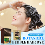 A set of ten botanical bubble hair dye containers from Arenzza, showcasing vibrant packaging for natural hair coloring.