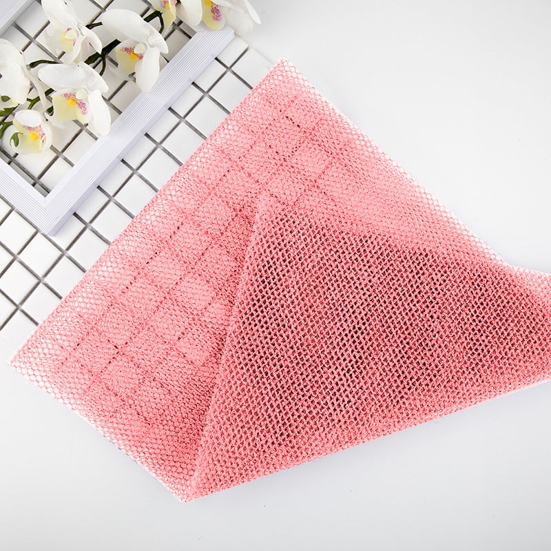 Arenzza African exfoliating net for smooth skin, shown hanging with textured surface and open weave design.