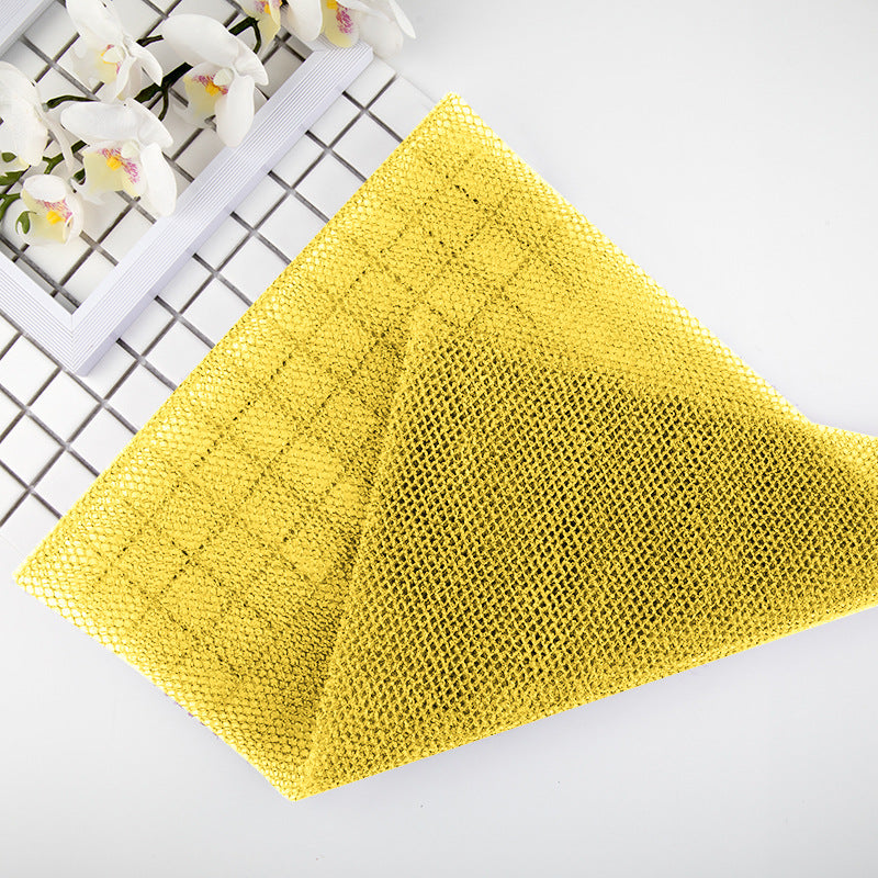 Arenzza African exfoliating net for skin cleansing, shown hanging with textured surface for exfoliation and skin renewal.
