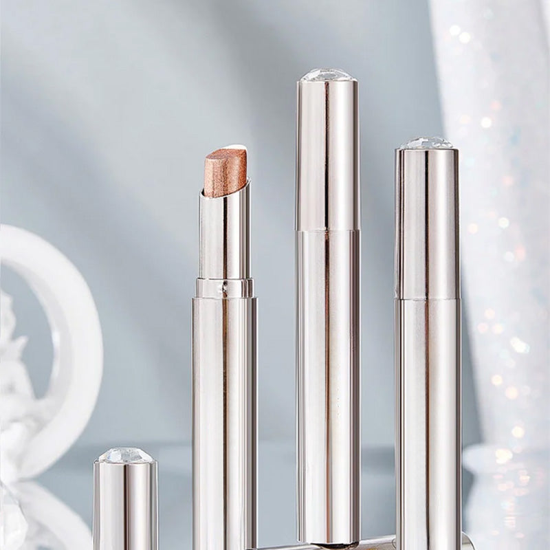 Aarenzza waterproof gradient shimmer eye-shadow stick with iridescent purple and pink hues, displayed on a white background.