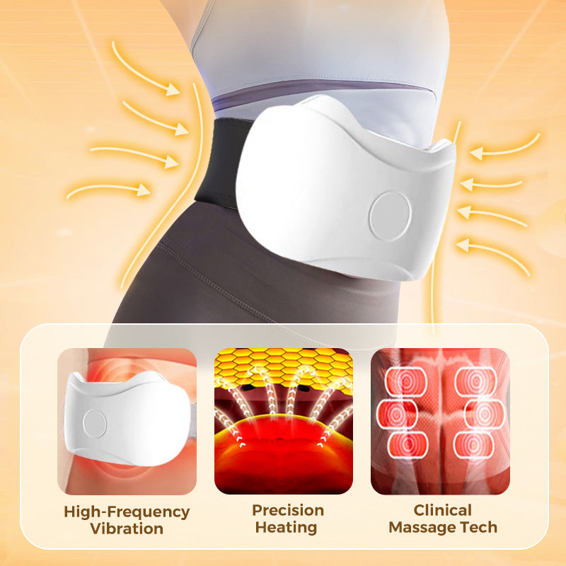 Arenzza cordless electric abdominal massager for fat burning and digestion, showcasing the device with control buttons and ergonomic design.