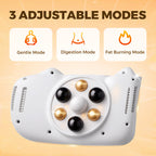 Arenzza cordless electric abdominal massager with flexible design for fat burning and digestion relief, shown in use.