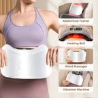 Arenzza cordless electric abdominal massager for fat burning and digestion, showing a compact health and beauty device in use.